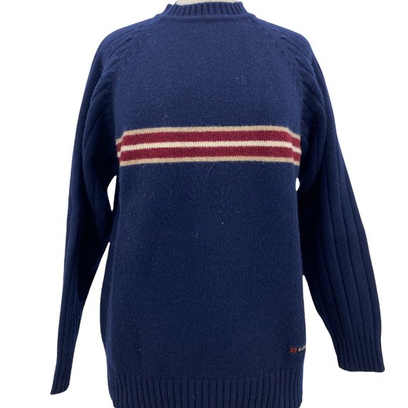 Vintage Eland Navy Blue Wool Sweater Varsity Cable Knit Wool blend Size XL 90's - Picture 1 of 6